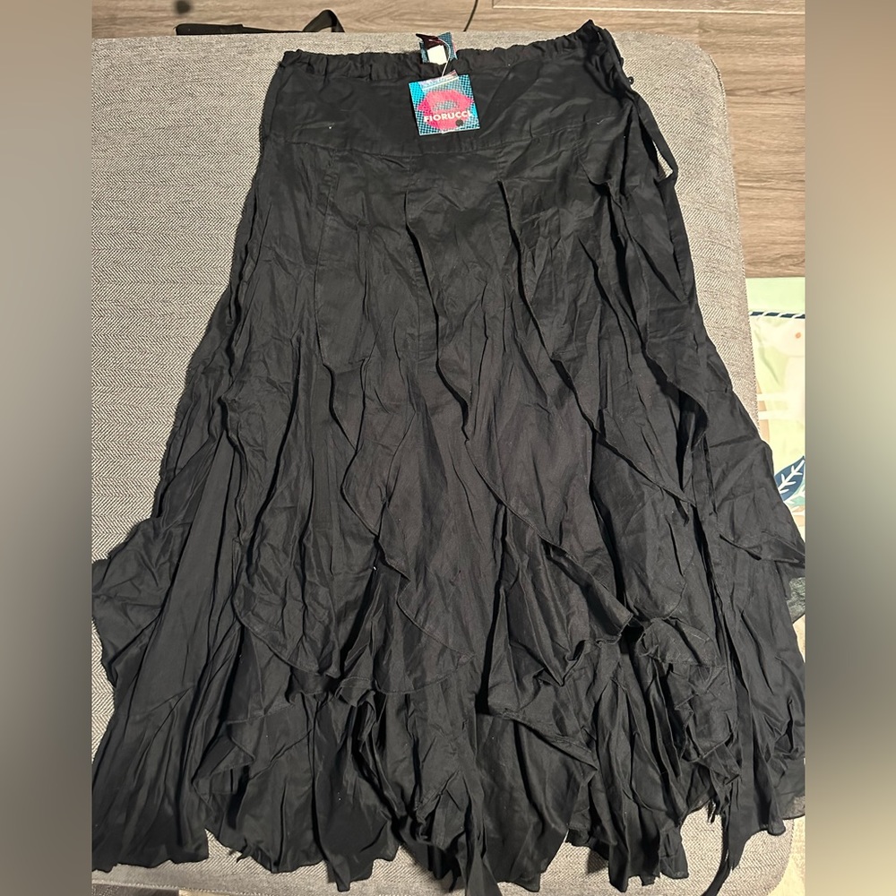 Fiorucci Black Ruffle Maxi Skirt